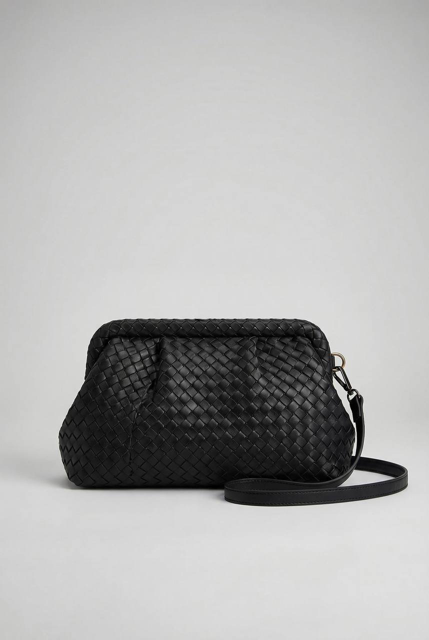 Noir Woven Pouch Bag