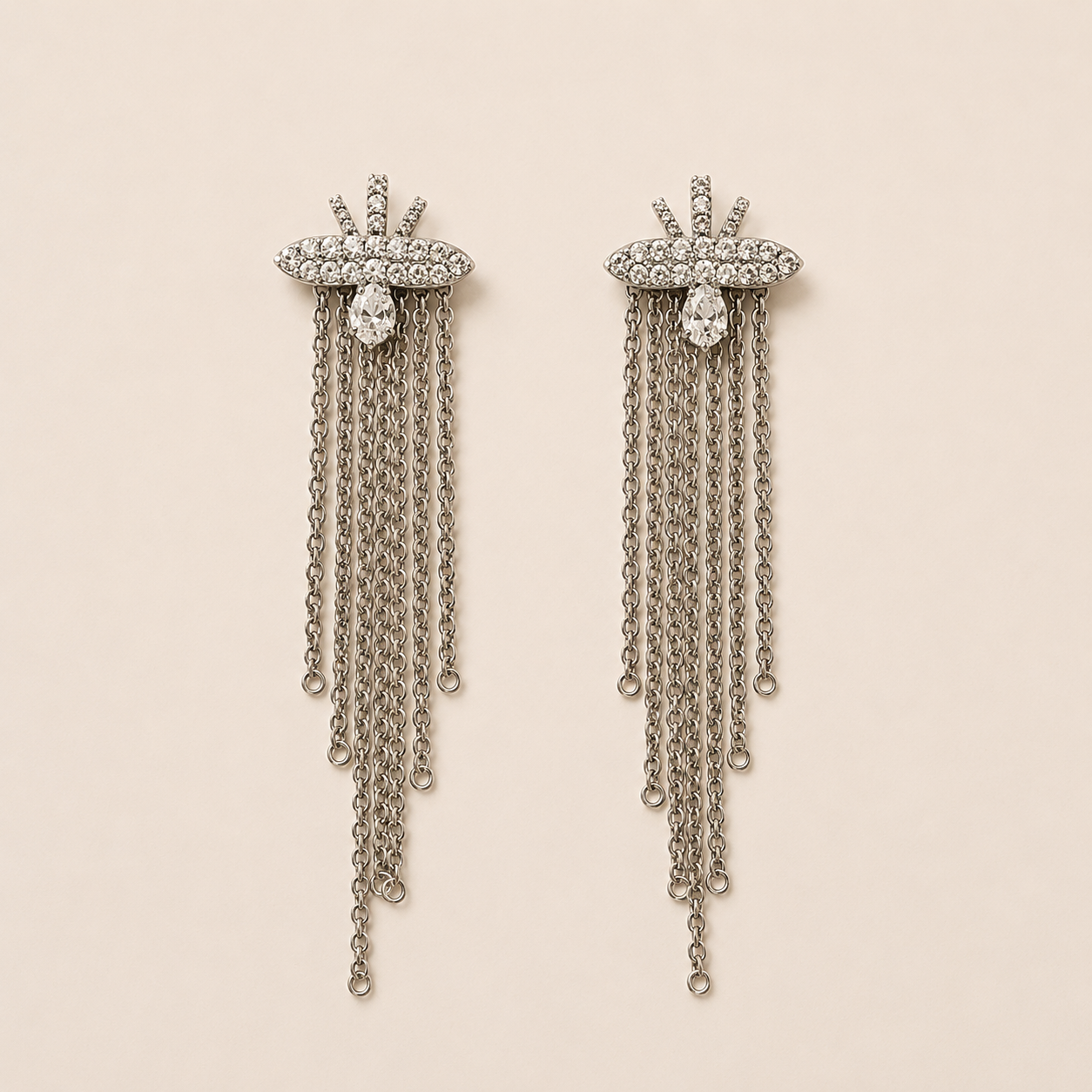 Celestial Cascade Crystal Tassel Earrings