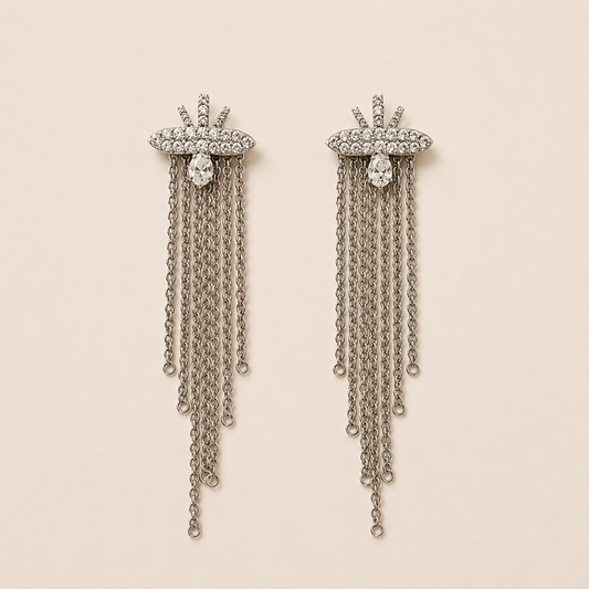 Celestial Cascade Crystal Tassel Earrings