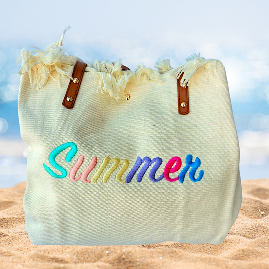 "Summer" Embroidered Beach Tote