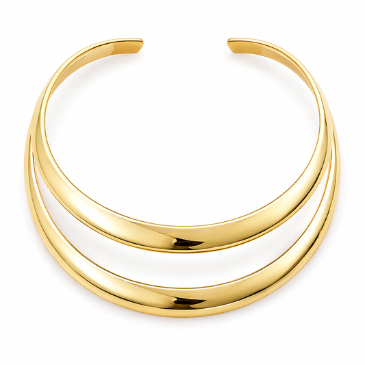 Dual Curve Gold Collar Necklace