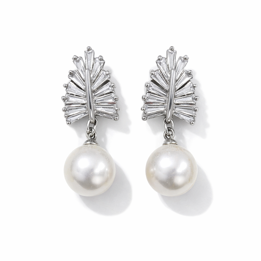 Radiant Pearl Fan Drop Earrings
