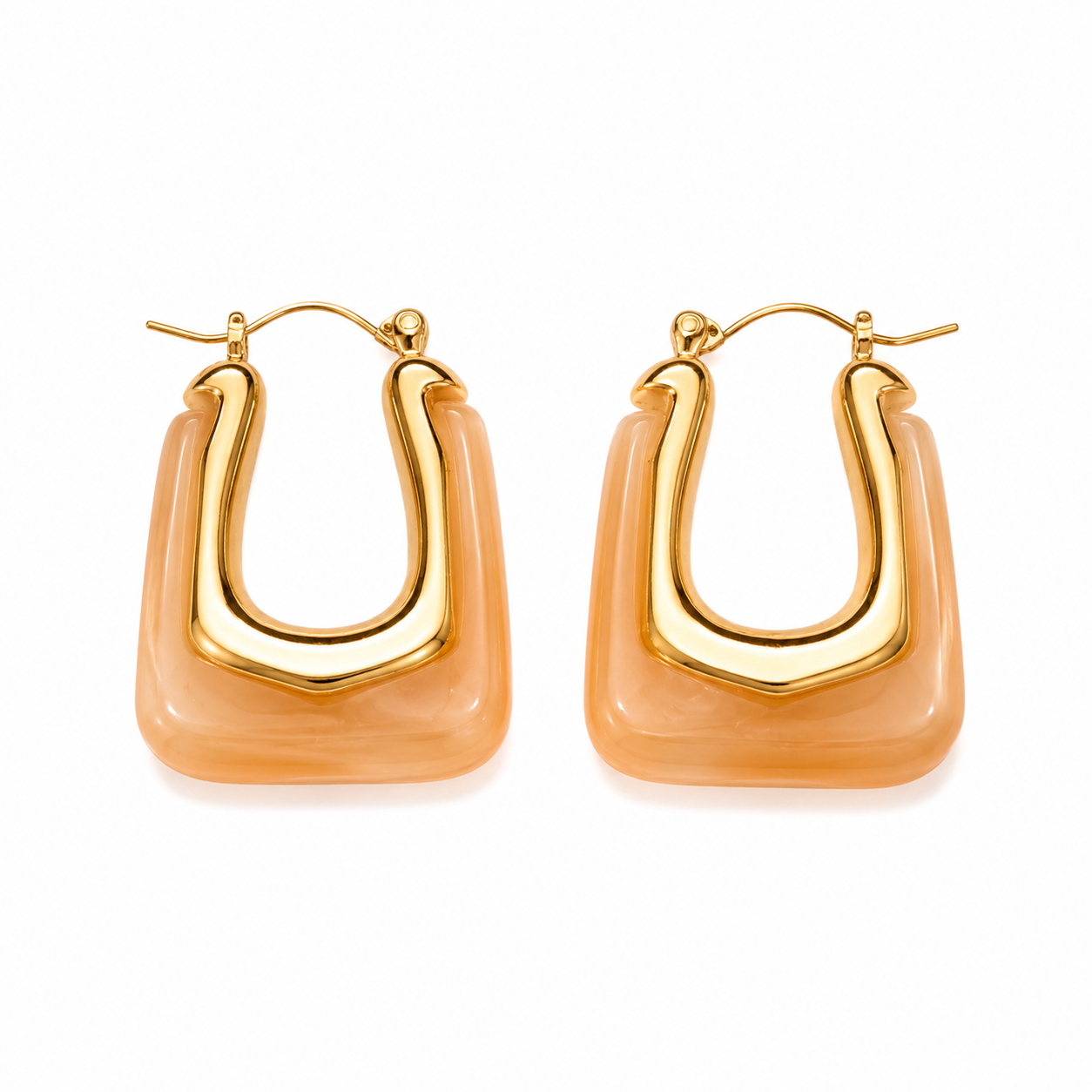 Amber Blush Geometric Hoop Earrings
