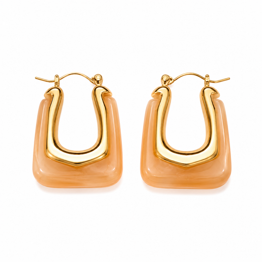 Amber Blush Geometric Hoop Earrings