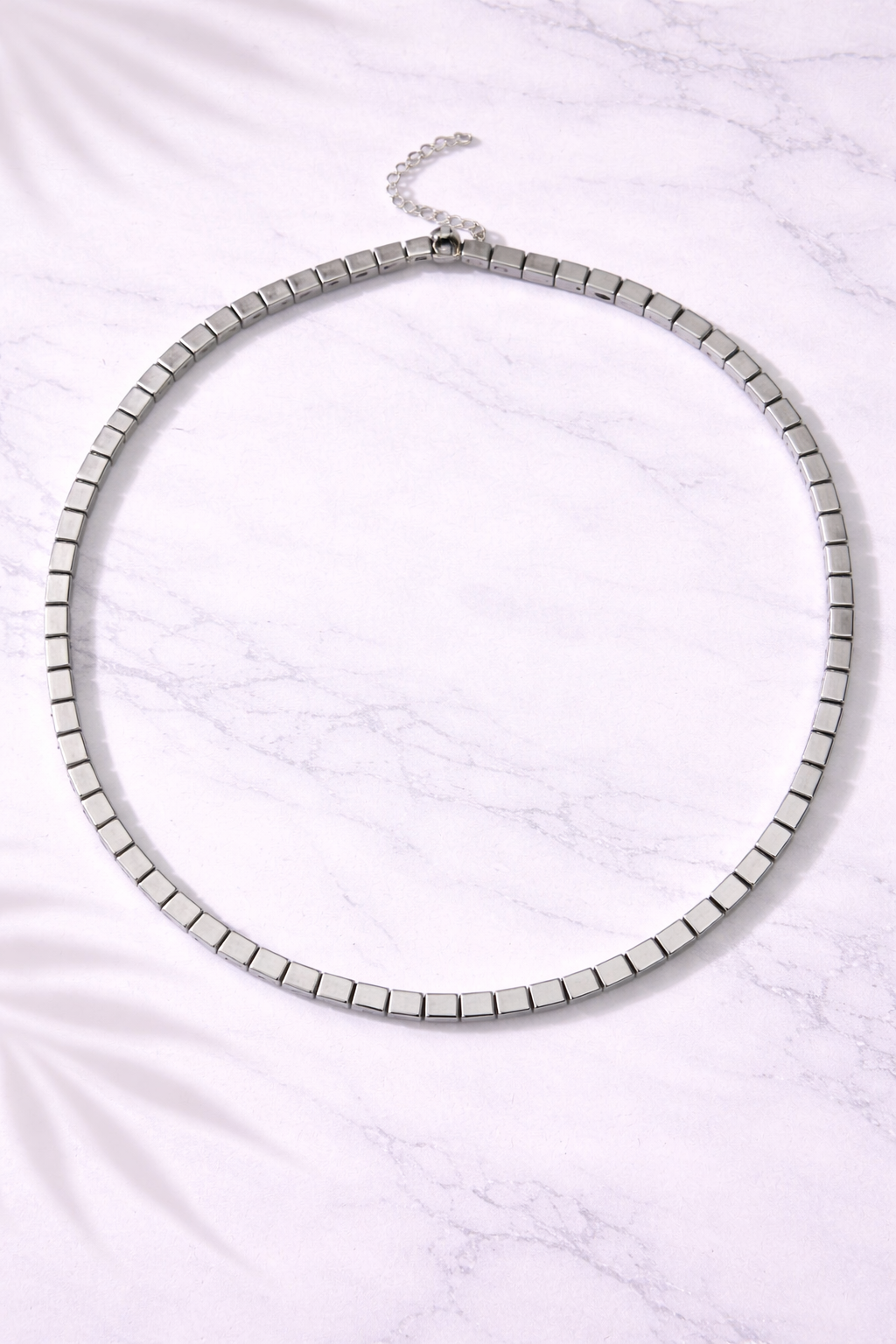 Silver Cube Link Necklace