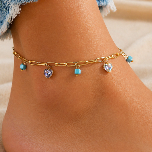 Azure Charm Gold Anklet