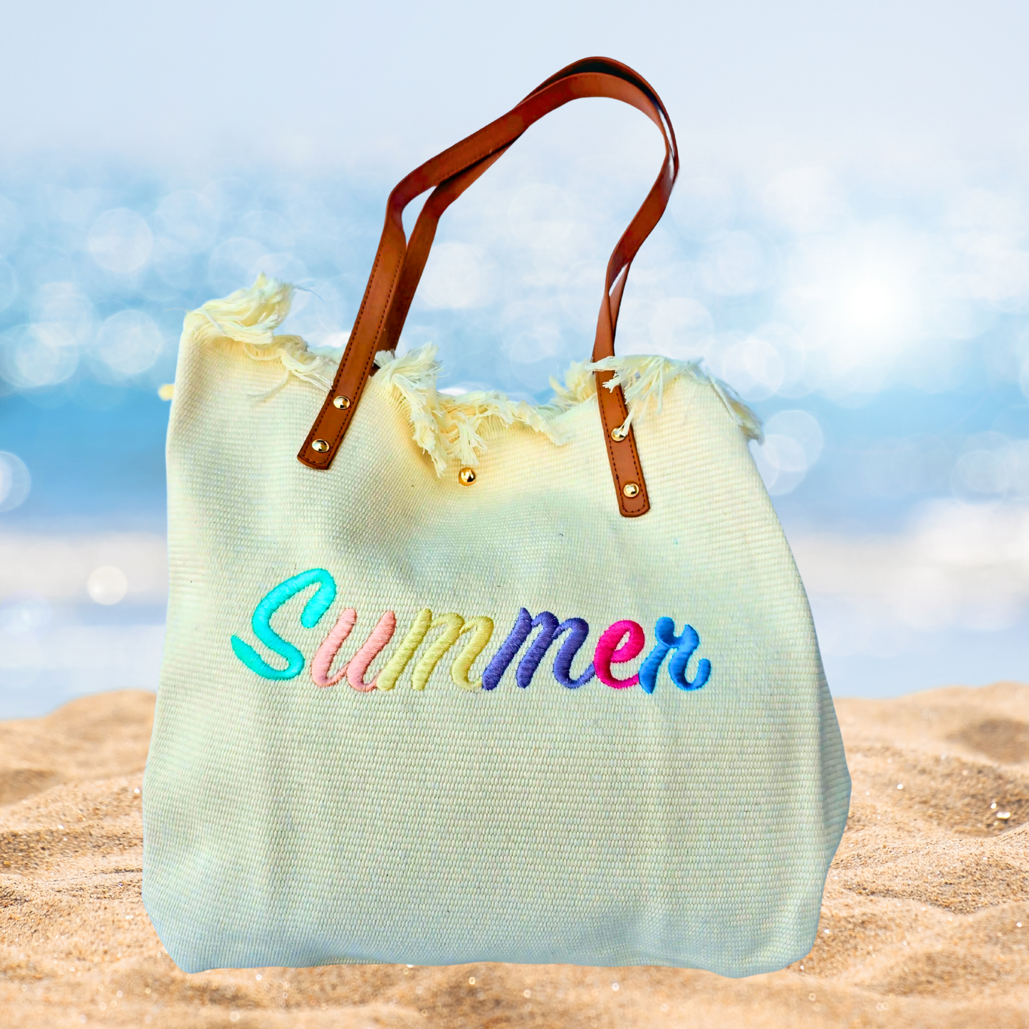 "Summer" Embroidered Beach Tote