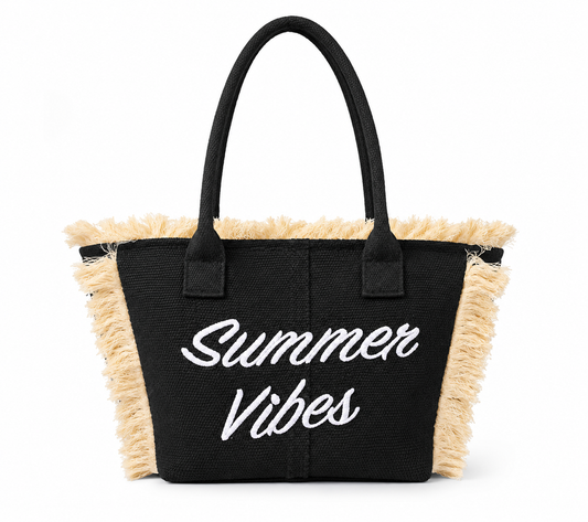 Summer Vibes Fringe Beach Tote Bag