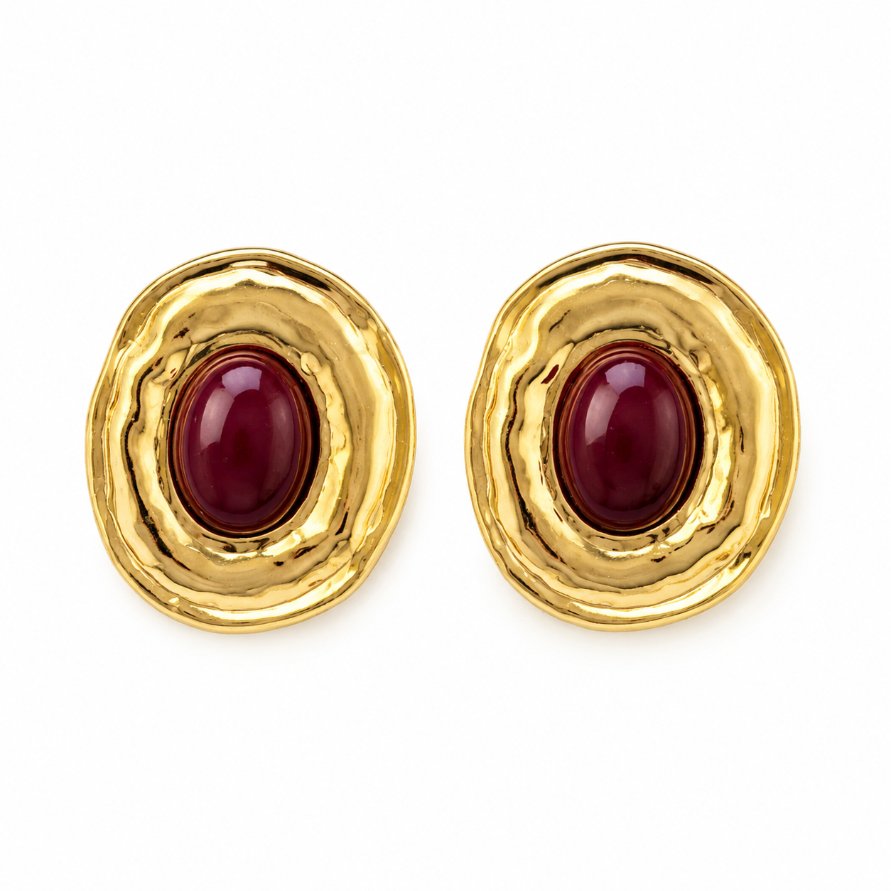 Bordeaux Oval Statement Earrings