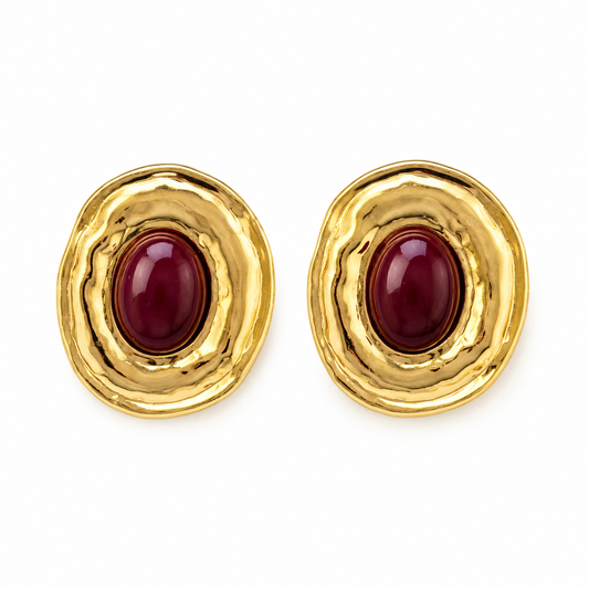 Bordeaux Oval Statement Earrings