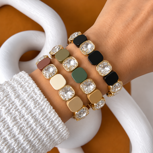 Crystal & Enamel Statement Bracelet Bundle – Set of 3