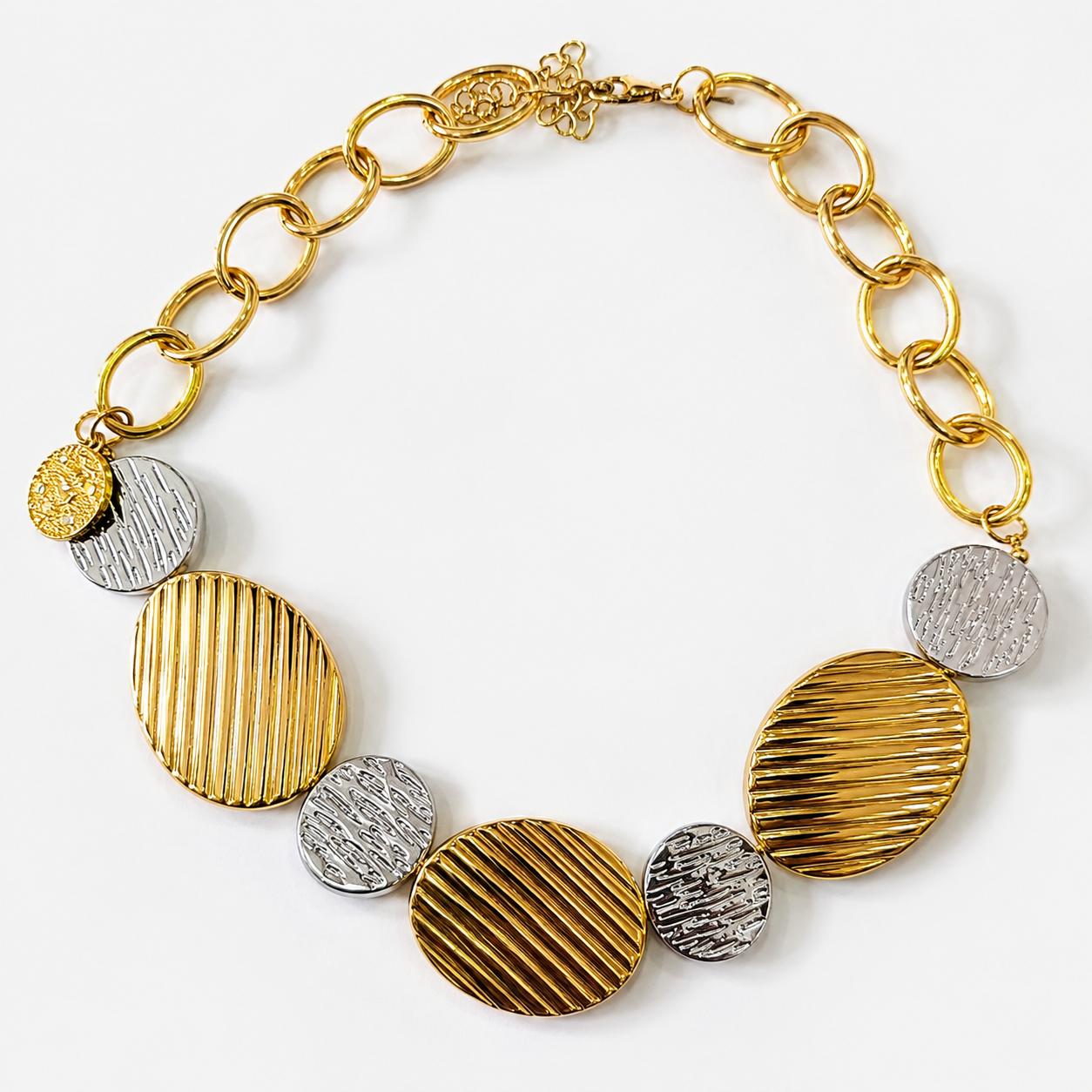 Sculpted Two-Tone Statement Necklace