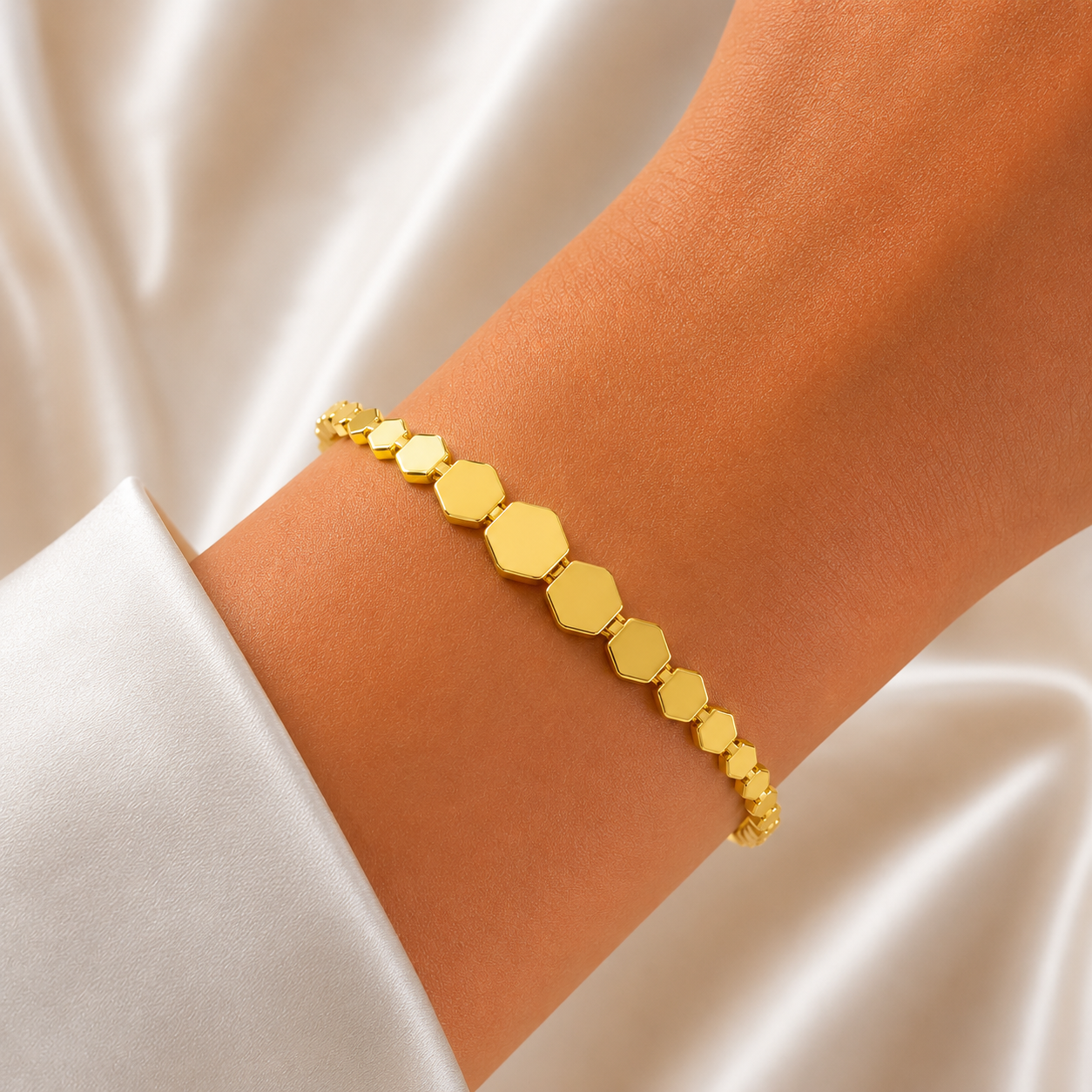 Golden Hex Glow Bracelet