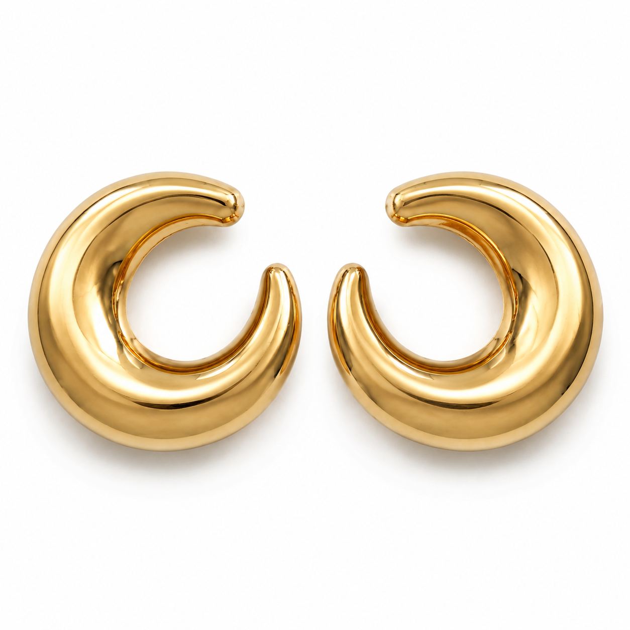 Golden Crescent Statement Earrings