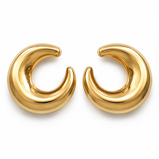 Golden Crescent Statement Earrings
