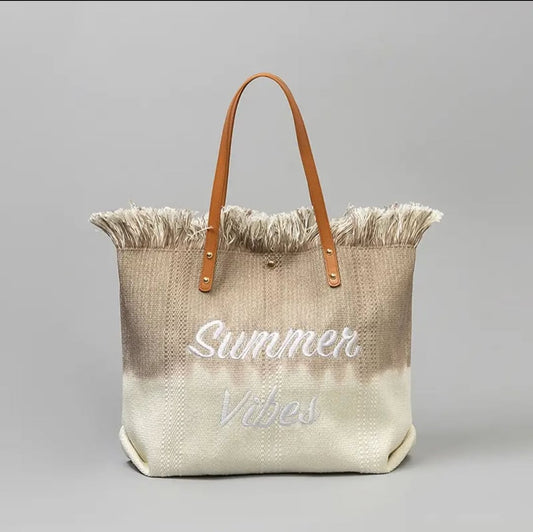 Summer Vibes Fringe Tote Bag
