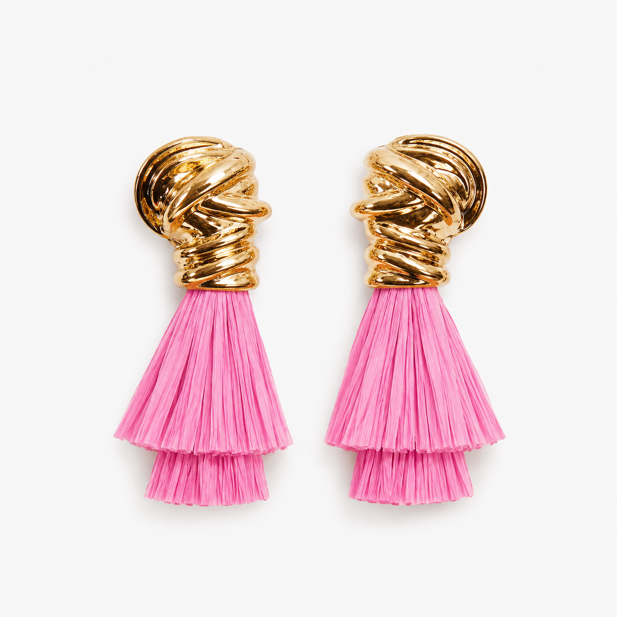 Blush Pink Tassel Statement Earrings