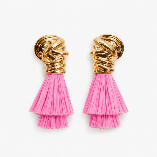Blush Pink Tassel Statement Earrings