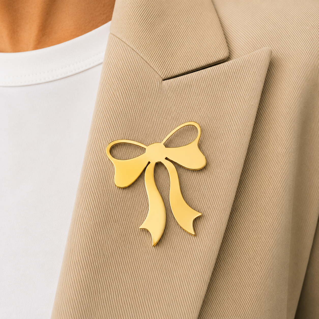 Ribbon Bow Brooch – Gold