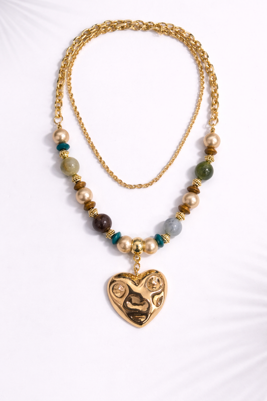 Layered Heart Statement Necklace