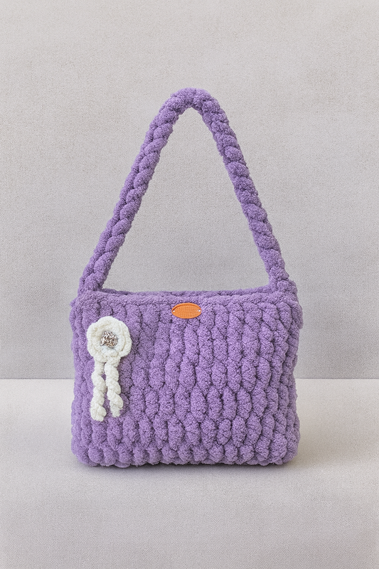 Handmade Lavender Plush Crochet Bag
