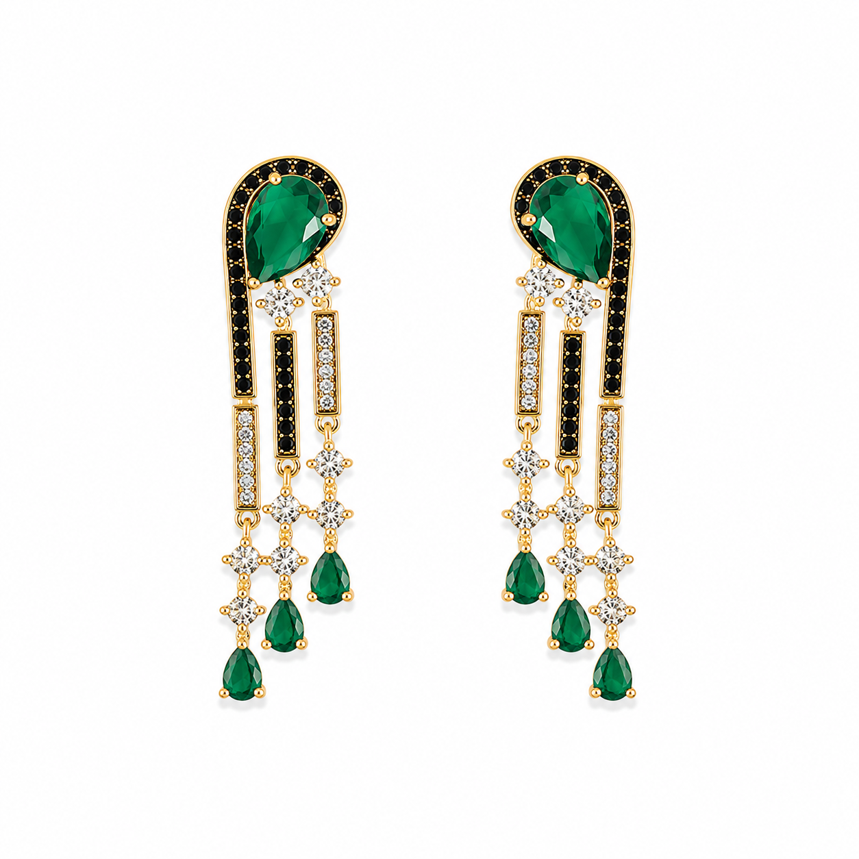 Emerald Noir Cascade Earrings