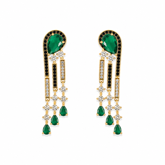 Emerald Noir Cascade Earrings