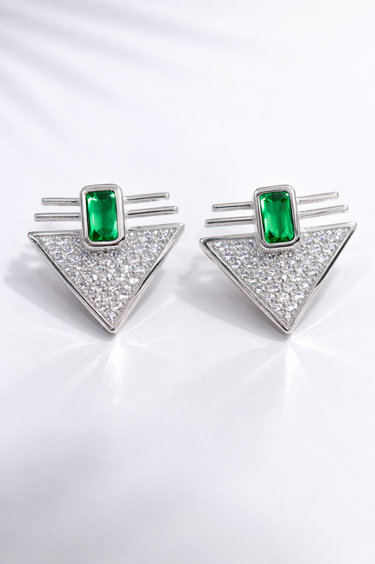 Emerald Luxe Crystal Triangle Earrings