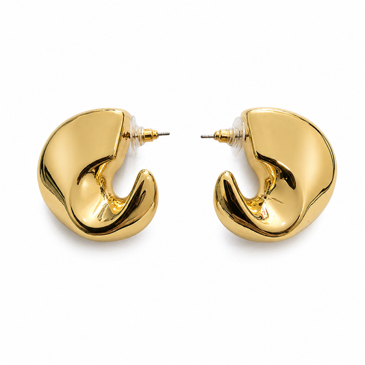 Molten Gold Sculpted Hoop Earrings