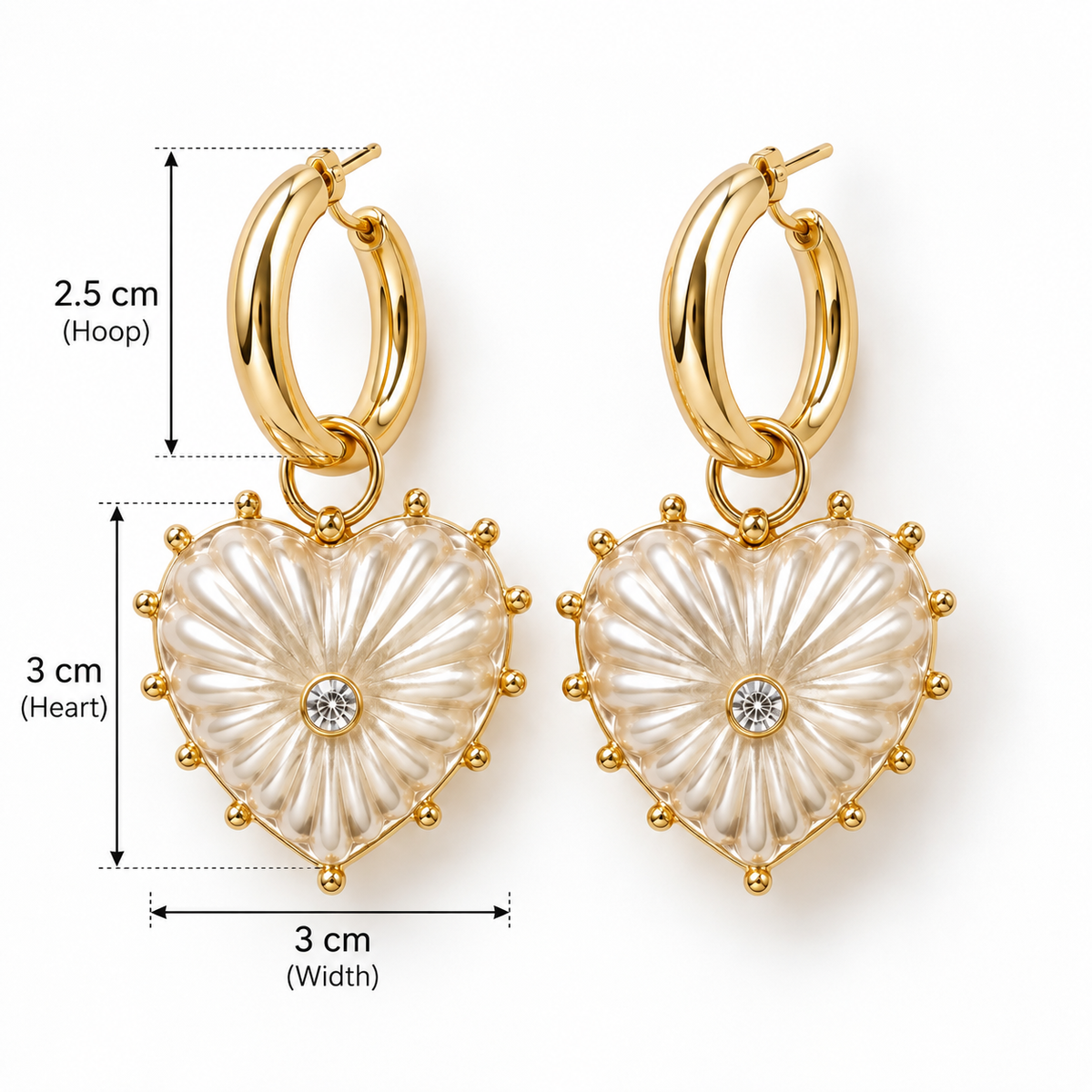 Pearl Heart Drop Earrings