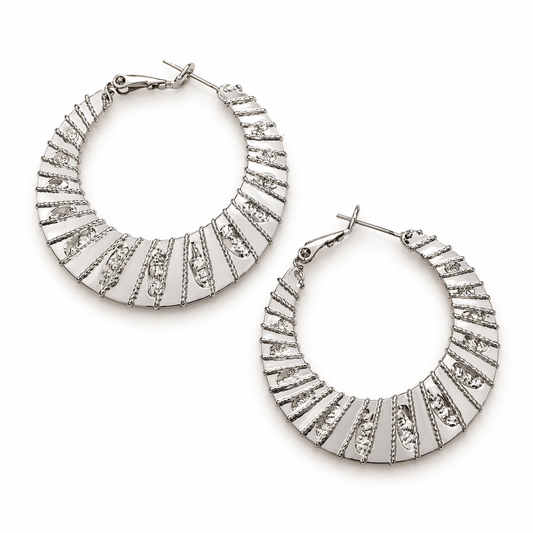 Silver Textured Hoop Earrings