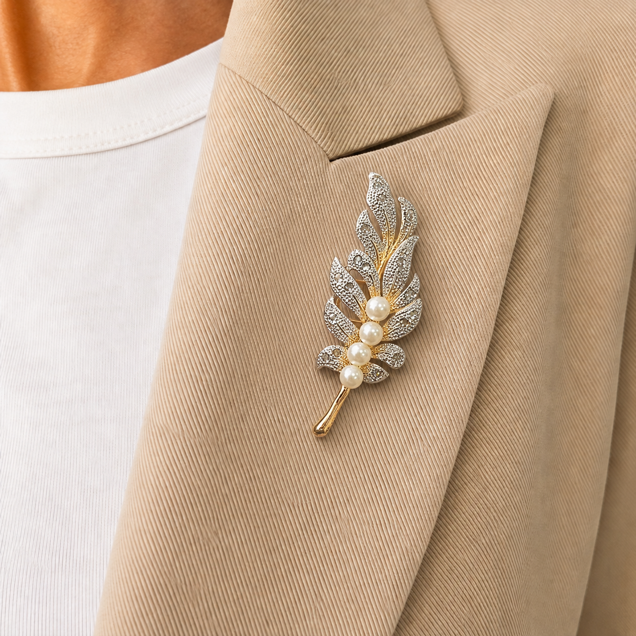 Pearl Feather Statement Brooch