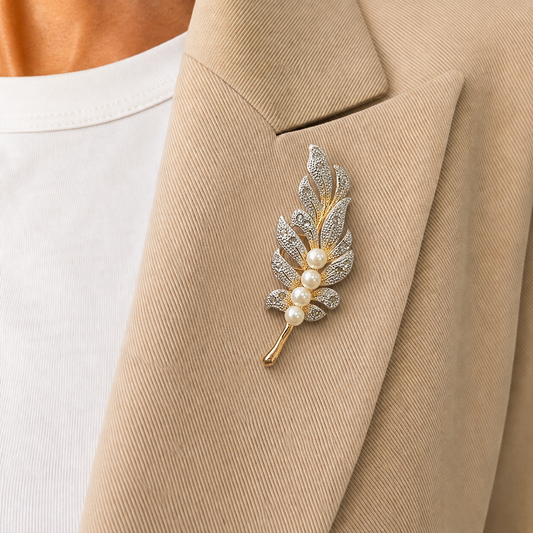 Pearl Feather Statement Brooch