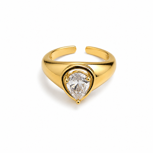 Luna Pear Crystal Ring