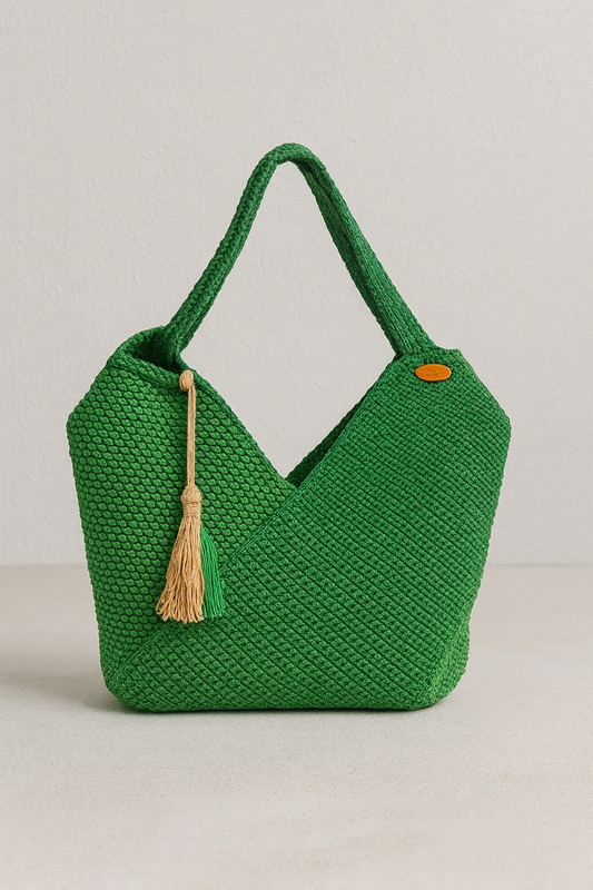 Handmade Green Crochet Tote Bag