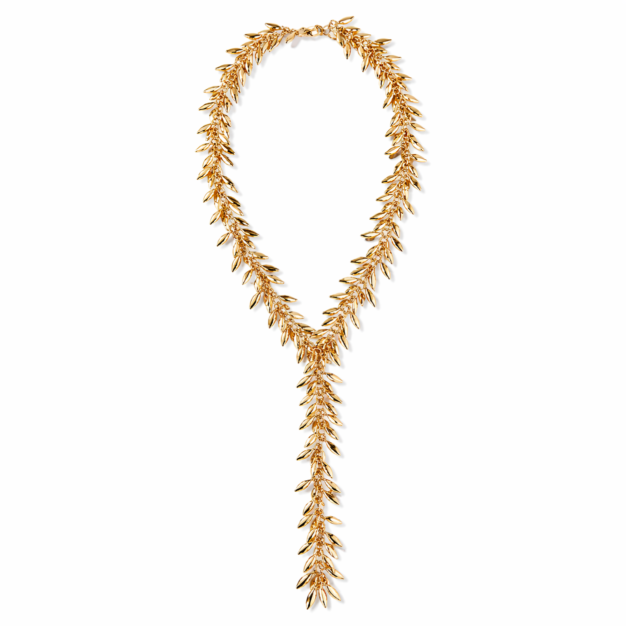 Golden Leaf Drop Necklace – 2-Way Convertible Statement