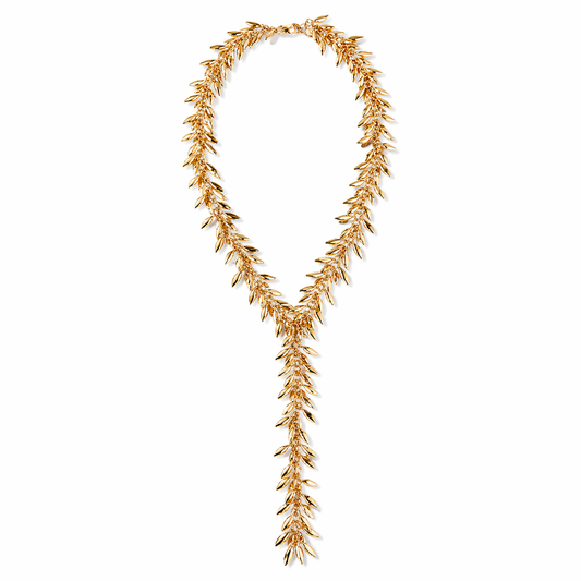 Golden Leaf Drop Necklace – 2-Way Convertible Statement