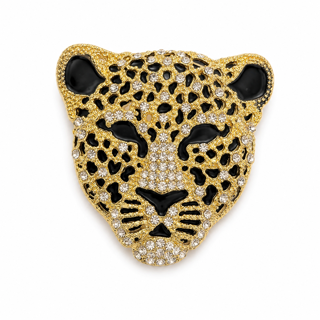 Golden Leopard Crystal Brooch