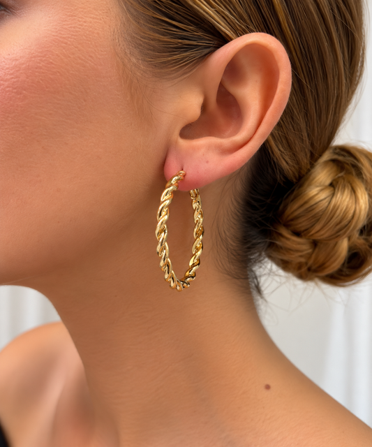 Golden Twist Hoop Earrings