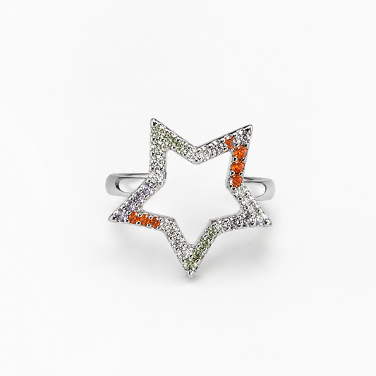 Celestial Crystal Star Adjustable Ring