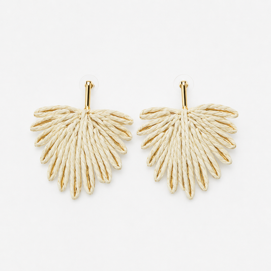 Ivory Palm Leaf Statement Earrings