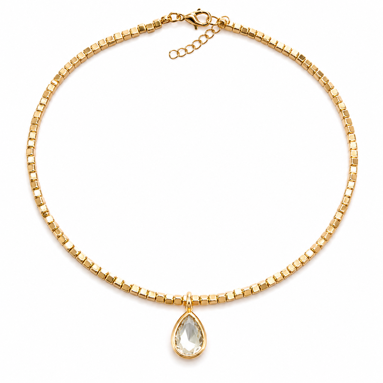 Crystal Drop Beaded Necklace