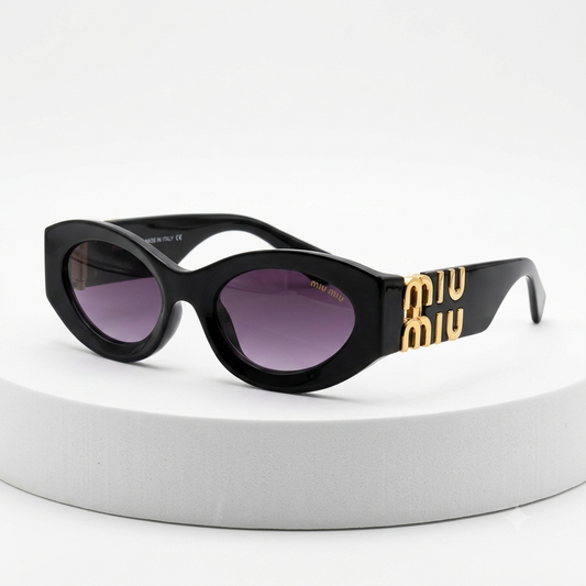 Oval Bold-Frame Sunglasses – Black