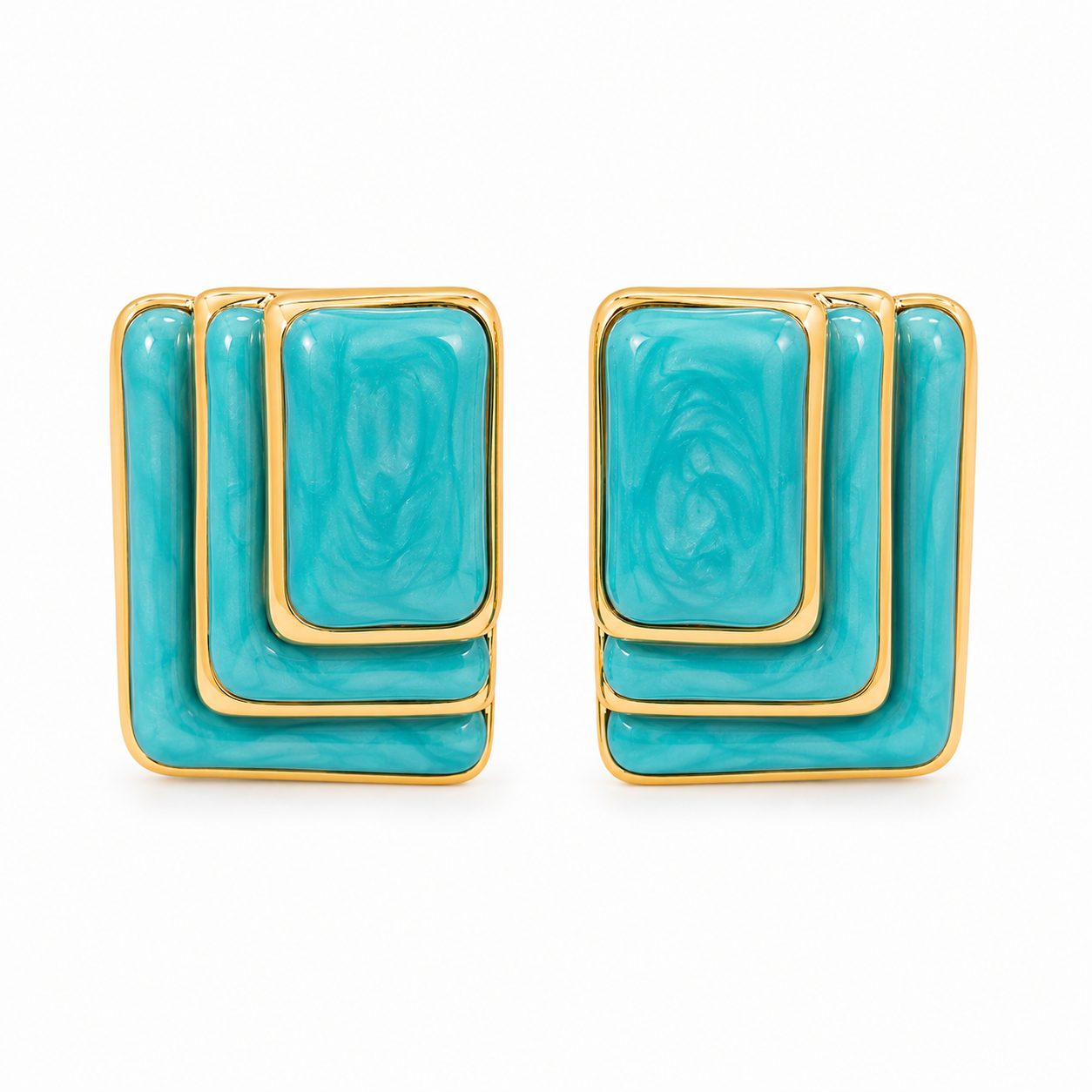 Turquoise 3D Geometric Statement Earrings