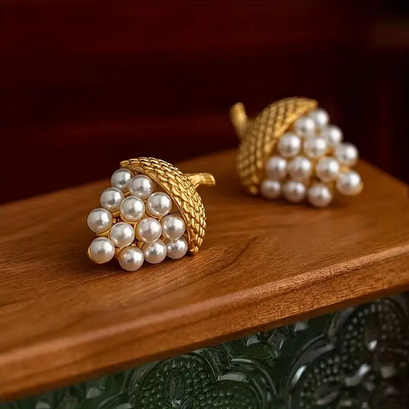 Vintage Shaped Strawberry pearl Earrings