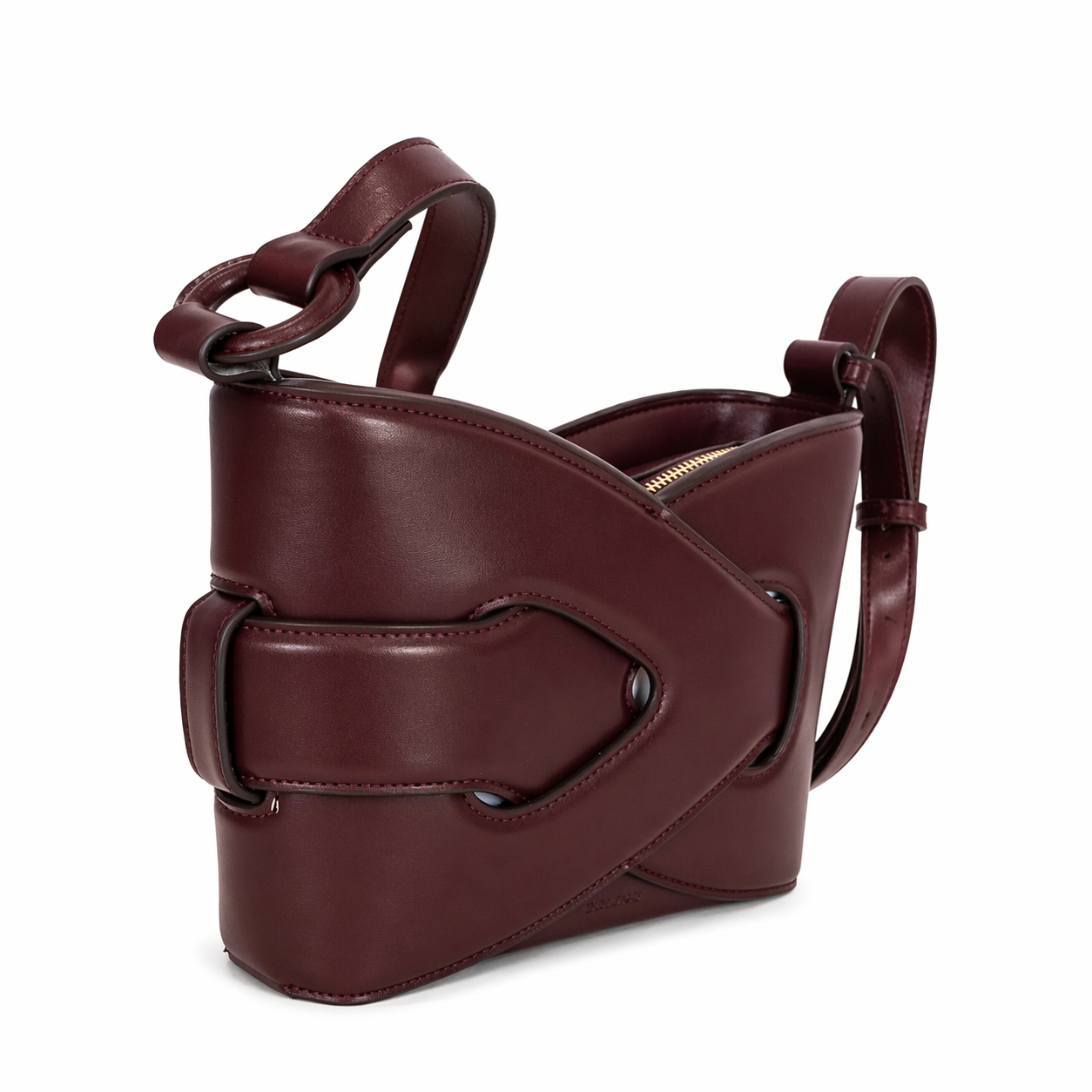 Bordeaux Sculpted Leather Shoulder Bag