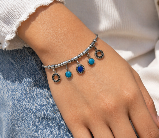 Azure Roman Charm Silver Bracelet