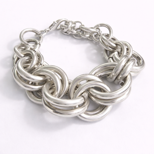 Bold Silver Chain Statement Bracelet