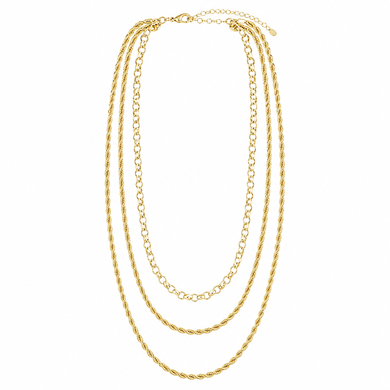 Golden Triple Layer Rope Chain Necklace