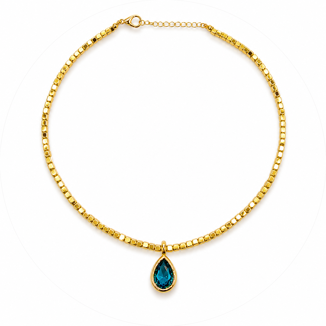 Sapphire Drop Beaded Necklace